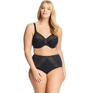 NWT Elomi Mitzi EL4290 Black Underwire Banded Geometric Lace Flirty Bra sz 42G